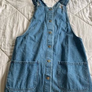 Denim overall dress! Size M/L, light wash, new never worn.